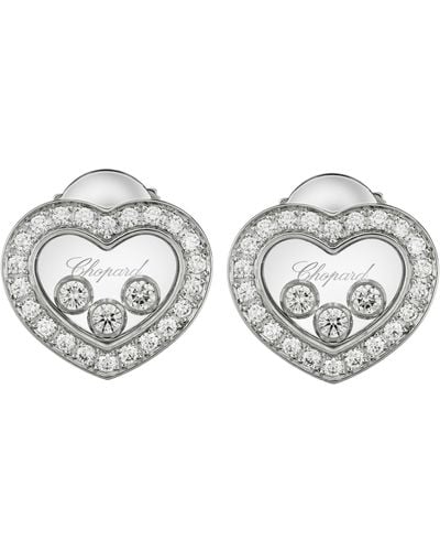 Chopard White Gold And Diamond Happy Diamonds Stud Earrings - Metallic