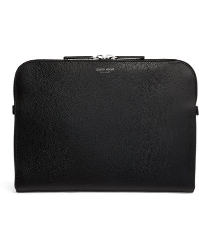 Giorgio Armani Calfskin Laptop Case - Black