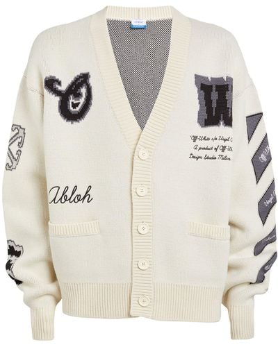 Off-White c/o Virgil Abloh Wool-cotton Jacquard Varsity Cardigan - White