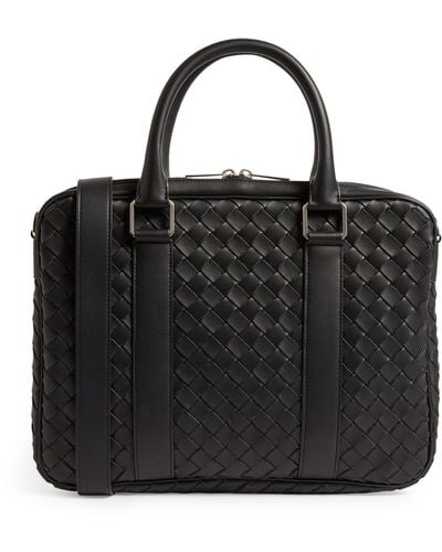 Bottega Veneta Leather Intrecciato Briefcase - Gray
