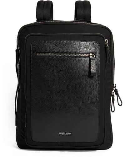 Giorgio Armani Leather-trim Backpack - Black