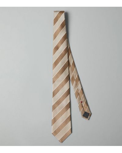 Brunello Cucinelli Silk Herringbone Tie - Metallic