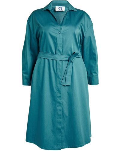 Marina Rinaldi Cotton Shirt Midi Dress - Blue