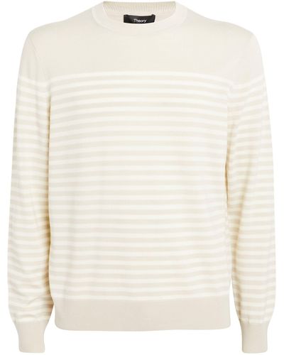 Theory Merino Wool Striped Sweater - White