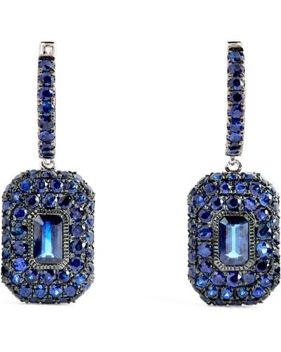 SHAY White Gold And Blue Sapphire New Modern Drop Earrings