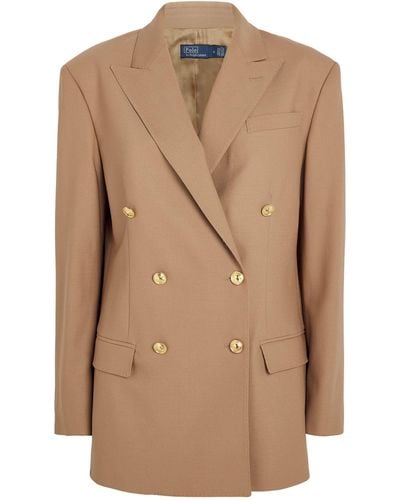 Polo Ralph Lauren Wool-blend Double-breasted Blazer - Natural