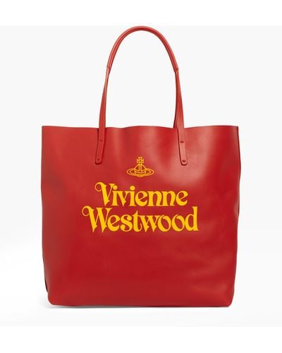 Vivienne Westwood Leather Logo Tote Bag - Red
