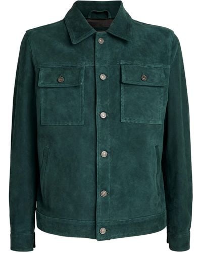 7 For All Mankind Suede Trucker Jacket - Green