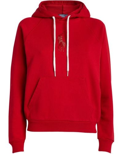 Polo Ralph Lauren Embellished Polo Pony Hoodie - Red