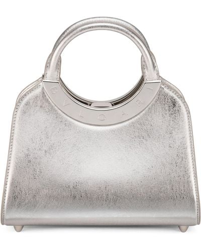 BVLGARI Small Leather Roma Top-handle Bag - Grey