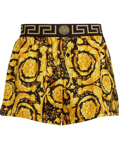 Versace Silk Baroque Boxer Shorts - Metallic