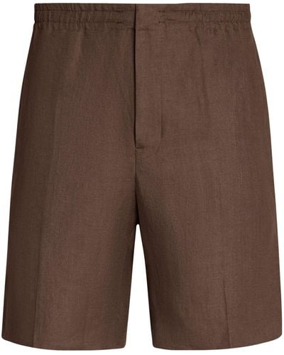 Zegna Oasi Linen Shorts - Brown