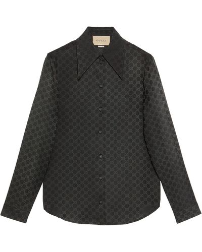 Gucci Silk Gg Crepe Shirt - Black