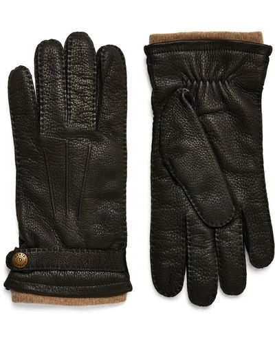 Dents Leather-cashmere Gloves - Black