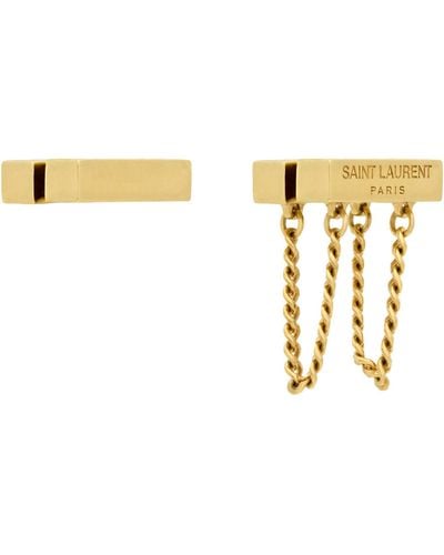 Saint Laurent Asymmetric Chain Earrings - Metallic