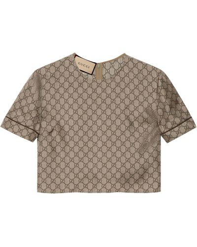 Gucci Gg Supreme Crop Top - Gray