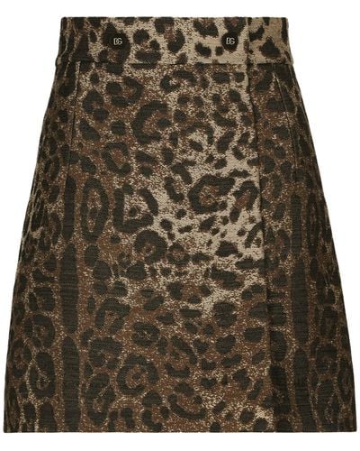 Dolce & Gabbana Leopard Print Mini Skirt - Green