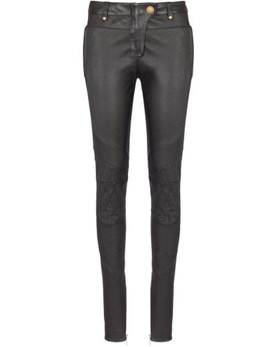Balmain Leather Pants - Gray