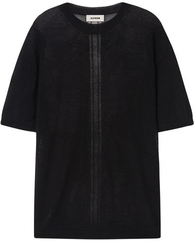 Aeron Linen-blend Pliny T-shirt - Black
