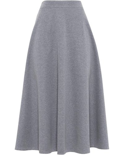 Brunello Cucinelli Stretch Cotton A-line Midi Skirt - Grey