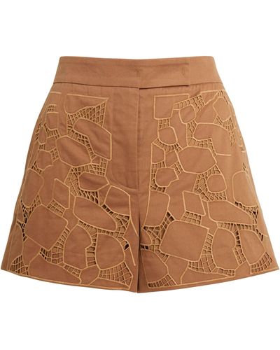 Max Mara Embroidered High-rise Shorts - Brown