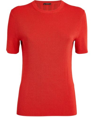 JOSEPH Satiny Rib Knitted Top - Red