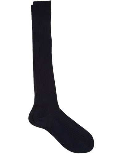 Pantherella Egyptian Cotton Lisle Long Sock - Blue