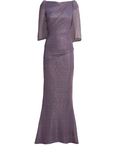 Talbot Runhof Cape-sleeve Maxi Dress - Purple