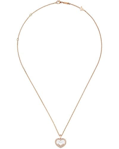 Chopard Rose Gold And Diamond Happy Diamonds Icons Pendant Necklace - Metallic