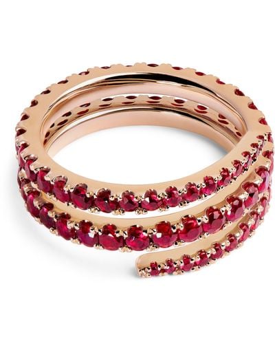 Anita Ko Rose Gold And Ruby Coil Ring - Red