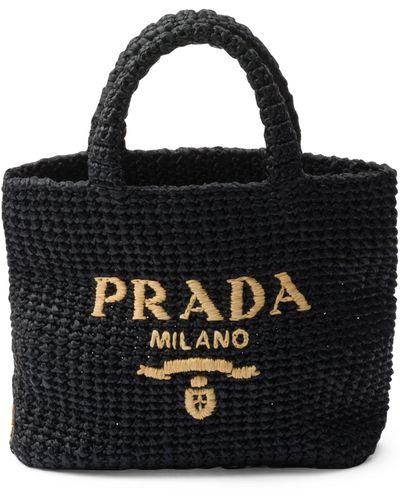 Prada Small Crochet Tote Bag - Black