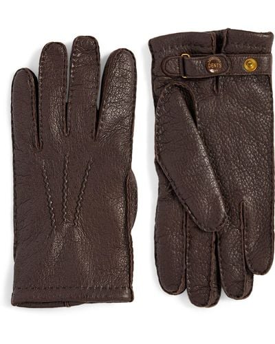 Dents Leather Cashmere-lined Gloves - Brown