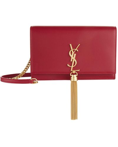 Saint Laurent Small Leather Kate Tassel Shoulder Bag - Red
