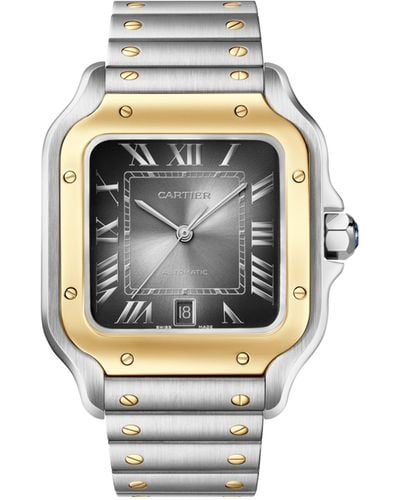 Cartier Yellow Gold And Stainless Steel Santos De Watch 39.8mm - Grey