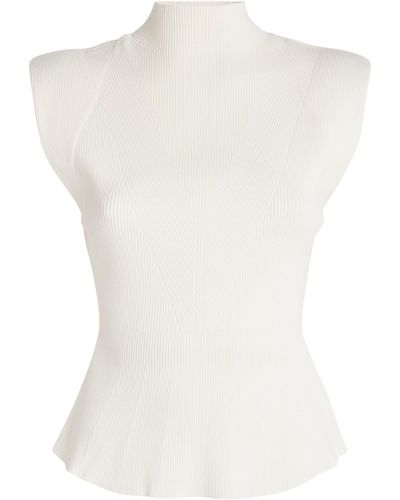 Veronica Beard Ribbed Cio Top - White