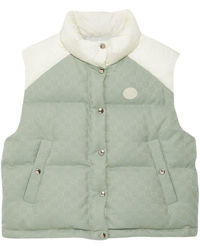 Gucci Gg Canvas Padded Gilet - Green