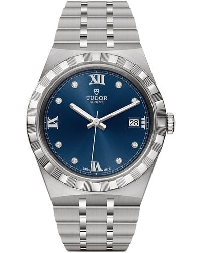 Tudor Royal Stainless Steel And Diamond Watch 38mm - Blue