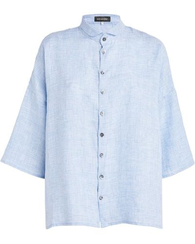 Eskandar Check Peter-pan-collar Shirt - Blue