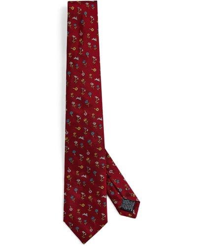 Paul Smith Silk Rabbit Floral Tie - Red