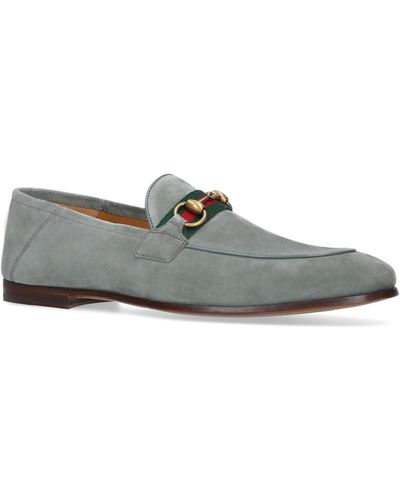 Gucci Brixton Web-embellished Suede Loafers - Grey