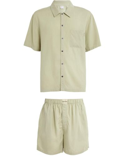 Calvin Klein Pajama Shirt And Shorts Set - Gray
