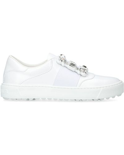 Roger Vivier Leather Very Viv Slip-on Sneakers - White