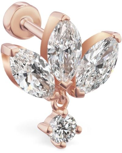 Maria Tash Rose Gold Invisible Diamond Lotus With Dangle Threaded Stud Earring (6mm) - Metallic