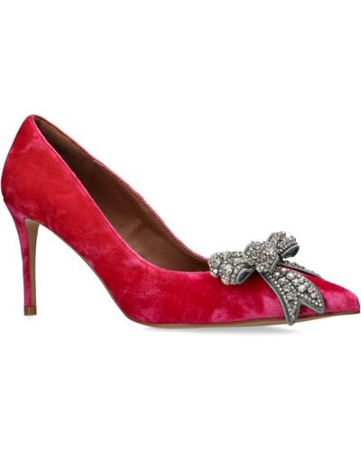 Kurt Geiger Velvet Belgravia Court Shoes - Red