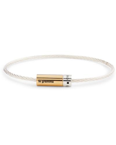Le Gramme Sterling Silver And Yellow Gold Cable Bangle - White