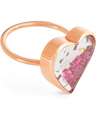 Moritz Glik Rose Gold And Ruby Afago Shaker Ring - Pink