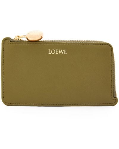 Loewe Leather Pebble Coin Card Holder - Green