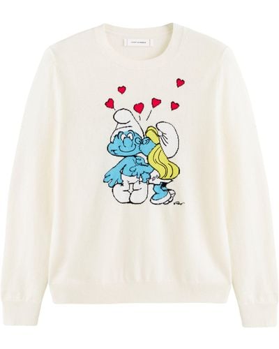 Chinti & Parker X The Smurfs Kissing Sweater - White