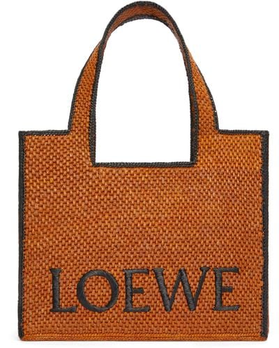 Loewe X Paula's Ibiza Large Raffia Font Tote Bag - Brown