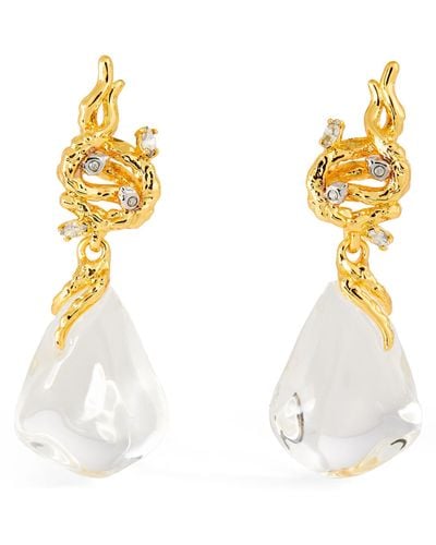 Alexis Small Gold Plated And Lucite Liquid Vine Raindrop Earrings - Metallic